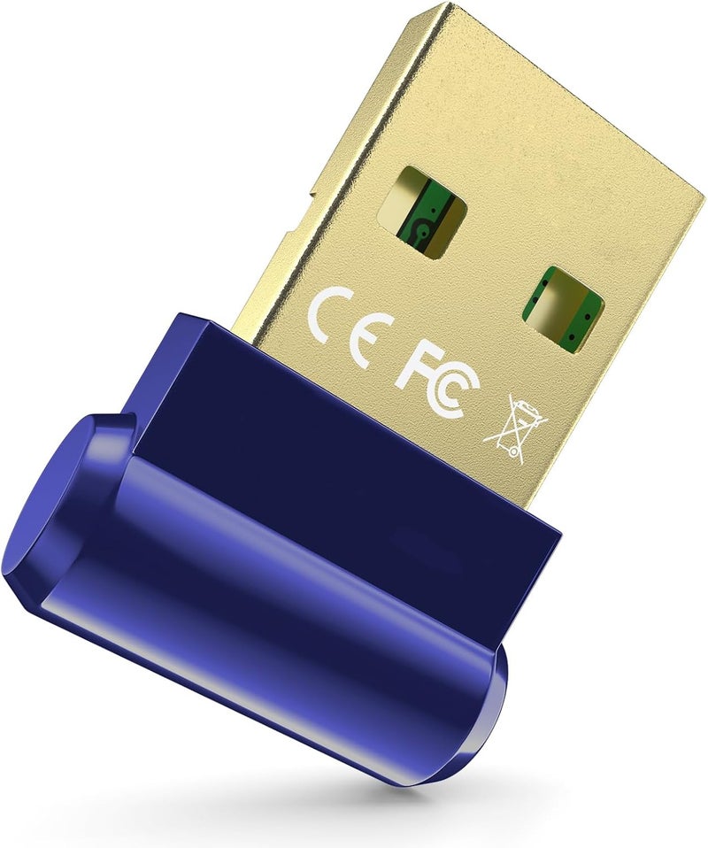 TECHKEY Bluetooth Adapter for Desktop PC, Plug & Play 5.3 USB Mini EDR Dongle Receiver & Transmitter for Laptop Computer Compatible with Headphones Keyboard Mouse Only Windows 11/10/8.1 (Blue) - Image 1